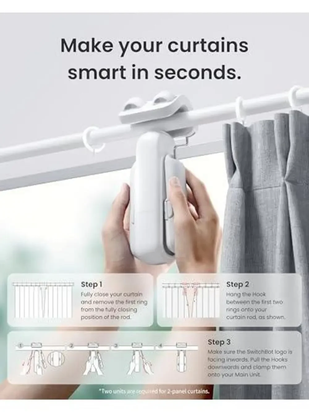 SwitchBot Automatic Curtain Opener Rod with Bluetooth, WiFi & App Control